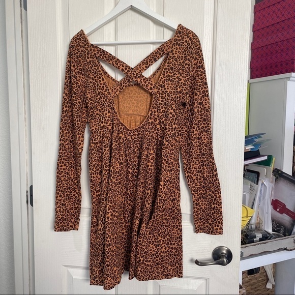 Nwt Daily Practice by Anthropologie Square Neck Mini Dress Animal Leopard Print - Picture 6 of 10